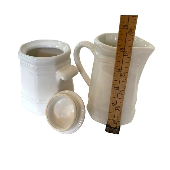 Pfaltzgraff Cream and Sugar Set Vintage Dining Heritage Ironstone White 5" - Picture 4 of 7